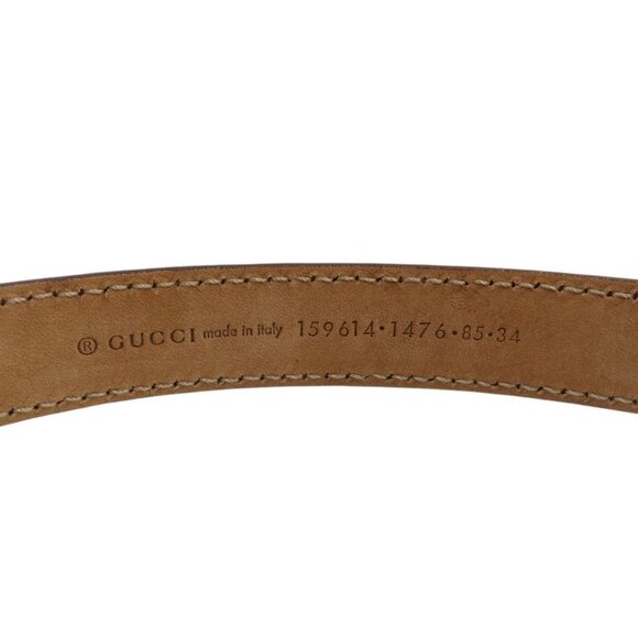 Gucci GG Logo Leather Gold Hardware Gold 85-34 Belt 0976